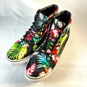 VANS Off the Wall Mens 9 / Womens 10.5 Tropical Floral Shoes High Top Sneakers